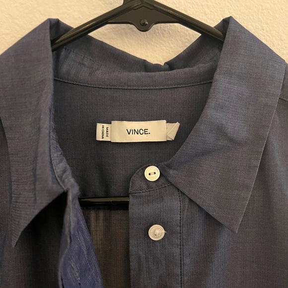 Vince Denim Blue Bib-front Half-button up Tunic - Picture 3 of 5